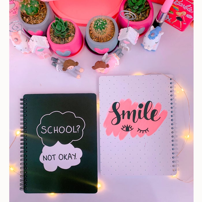 دفتر فانتزی طرح Smile و School